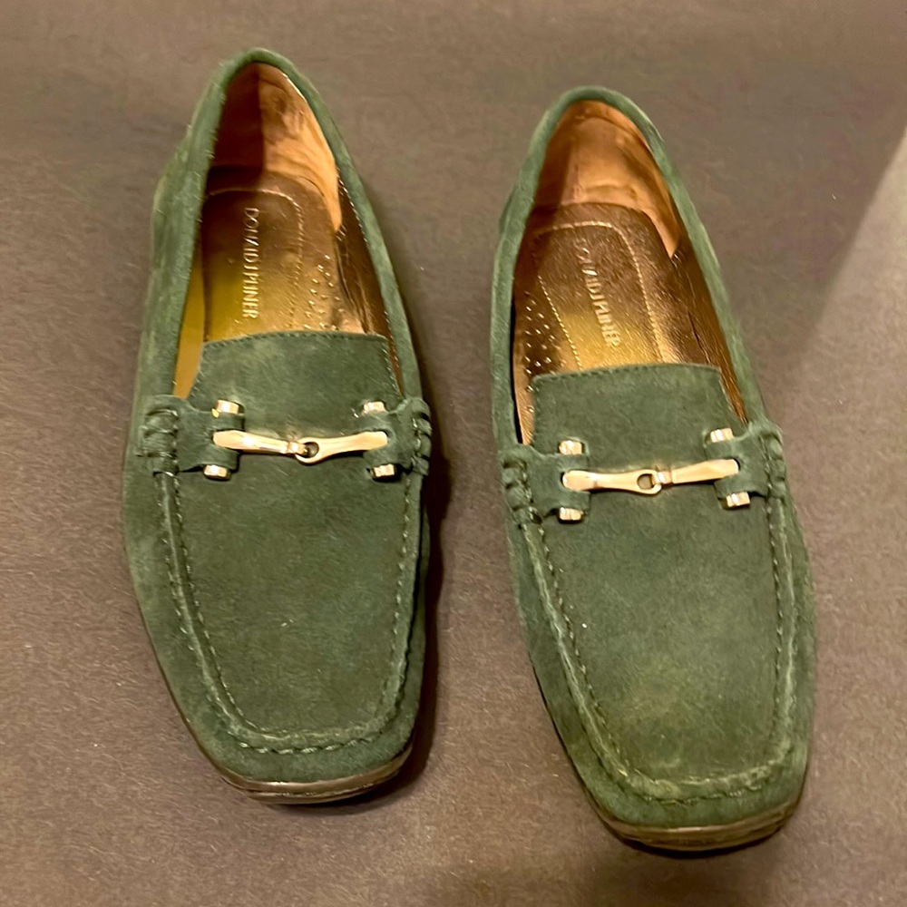 Sz.8 Donald Pliner Lianna Suede Leather Slip On Loafer, Hunter Green